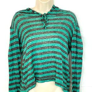 Green & Black Striped Hoodie